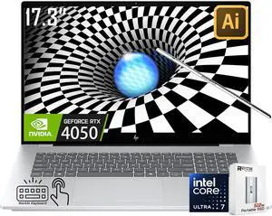HP OmniBook 7 17.3" (Replace Envy17) AI Copilot PC Touchscreen Gaming Laptop, GeForce RTX 4050, Intel Evo 8-Core Ultra 7 258V(>Ultra 9 185H), 5MP Webcam, W/512GB PSD&Stylus, Win11 Home(32GB|2TB SSD)