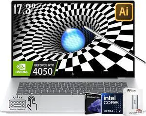 HP OmniBook 7 17.3" (Replace Envy17) AI Copilot PC Touchscreen Gaming Laptop, GeForce RTX 4050, Intel Evo 8-Core Ultra 7 258V(>Ultra 9 185H), 5MP Webcam, W/512GB PSD&Stylus, Win11 PRO(32GB|2TB SSD)