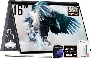 HP OmniBook X Flip 2-in-1 Copilot+ AI PC Laptop, 16" 2K Touchscreen, Intel Evo Platform 8-Core Ultra 7 256V(>Ultra 9 185H), 16GB LPDDR5X, 1TB SSD, WiFi 6E, Backlit KB, W/Style & 128GB PSD, Win11 Home