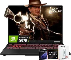ASUS 2025 TUF A16 16" FHD+ 165Hz RTX 5070 Gaming Laptop, AMD Ryzen 9 270(>i9-12900, Up to 5.2GHz), 72GB DDR5 RAM, 4TB PCIE SSD, RGB Backlit Keyboard, Thunderblot 4,W/Portable SSD,W11 Pro