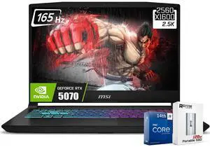 MSI Katana HX Gaming Laptop, 15.6 165Hz QHD+ IPS Display, 24-core i9-14900HX (UP to 5.8 GHz, GeForce RTX 5070, AI&VR Ready, Copilot+ PC, RGB Backlit Keyboard, Win 11 Pro, Black(64GB DDR5 | 4TB SSD)