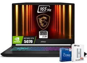 MSI Katana HX Gaming Laptop, 15.6 165Hz QHD+ IPS Display, 24-core i9-14900HX (UP to 5.8 GHz, GeForce RTX 5070, AI&VR Ready, Copilot+ PC, RGB Backlit KB, Win 11 Home, Black(32GB DDR5 | 1TB SSD)