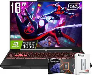 ASUS TUF Gaming A16 Gaming Laptop, 16 WUXGA 144Hz 16:10 Display, AMD Ryzen 7 7445HS(>Intel i7-13700), NVIDIA RTX 4050, Backlit KB, AI Noise-Cancellation, Win11 PRO, W/128GB PSD(32GB|2TB SSD)