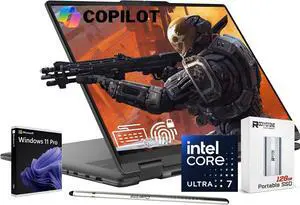 Lenovo Yoga 7i 2-in-1 AI Laptop, 16" WUXGA Touch, Intel 12-Core Ultra 7 155U (Beat i7-1355U), 16GB LPDDR5X RAM, 1TB SSD, Backlit, FP, FHD IR Webcam, AI Copilot, Win11 PRO, W/128GB PSD&Stylus Lenovo Yoga 7i 2-in-1 AI Laptop, 16" WUXGA Touch, Intel 12-Core Ultra 7 155U (Beat i7-1355U), 16GB LPDDR5X RAM, 1TB SSD, Backlit, FP, FHD IR Webcam, AI Copilot, Win11 PRO, W/128GB PSD&Stylus