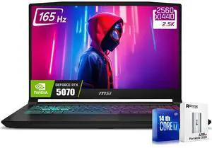 MSI Katana HX Gaming Laptop, 15.6 165Hz QHD IPS Display, 16-core i7-14650HX (UP to 5.2 GHz, GeForce RTX 5070, AI&VR Ready, Copilot+ PC, RGB Backlit Keyboard, Window 11, Black(16GB RAM | 1TB SSD)