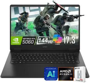 HP OMEN AI Gaming Laptop, 17.3 144Hz FHD Display, AMD Ryzen AI 9 365(>i9-13900H), GeForce RTX 5060, Copilot, RGB Backlit Keyboard,1080p Webcam, WiFi 6E, Windows 11 Home, Black(32GB DDR5 RAM | 1TB SSD) HP OMEN AI Gaming Laptop, 17.3 144Hz FHD Display, AMD Ryzen AI 9 365(>i9-13900H), GeForce RTX 5060, Copilot, RGB Backlit Keyboard,1080p Webcam, WiFi 6E, Windows 11 Home, Black(32GB DDR5 RAM | 1TB SSD)