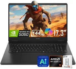 HP OMEN AI Ready Gaming Laptop, 17.3" 144Hz FHD Display, AMD Ryzen AI 9 365(>i9-13900H), GeForce RTX 5060, RGB Backlit Keyboard,1080p Webcam, WiFi 6E, Windows 11 Home, Black(32GB DDR5 RAM | 1TB SSD) HP OMEN AI Ready Gaming Laptop, 17.3" 144Hz FHD Display, AMD Ryzen AI 9 365(>i9-13900H), GeForce RTX 5060, RGB Backlit Keyboard,1080p Webcam, WiFi 6E, Windows 11 Home, Black(32GB DDR5 RAM | 1TB SSD)