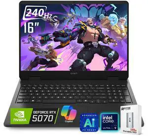 HP OMEN 16 AI Gaming Laptop, 16" 240Hz 2.5K Display, Intel Core Ultra 9 285H(>i9-14900), GeForce RTX 5070, Copilot+ PC, VR Ready, RGB Backlit Keyboard, Windows 11 Home, Black(32GB DDR5 RAM | 1TB SSD)