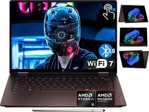 HP OmniBook X Flip 2-in-1 Copilot+ AI Laptop, 14" 2K OLED Touchscreen, AMD Ryzen AI 5 430 Upto 50 Tops(2026), 16GB LPDDR5X, 1TB SSD, Wi-Fi 7, Bluetooth 6.0, w/Stylus, Win11 H HP OmniBook X Flip 2-in-1 Copilot+ AI Laptop, 14" 2K OLED Touchscreen, AMD Ryzen AI 5 430 Upto 50 Tops(2026), 16GB LPDDR5X, 1TB SSD, Wi-Fi 7, Bluetooth 6.0, w/Stylus, Win11 H