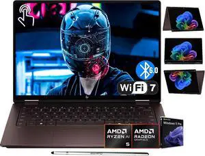 HP OmniBook X Flip 2-in-1 Copilot+ AI Laptop, 14" 2K OLED Touchscreen, AMD Ryzen AI 5 430 Upto 50 Tops(2026), 16GB LPDDR5X, 512GB SSD, Wi-Fi 7, Bluetooth 6.0, w/Stylus, Win11 PRO HP OmniBook X Flip 2-in-1 Copilot+ AI Laptop, 14" 2K OLED Touchscreen, AMD Ryzen AI 5 430 Upto 50 Tops(2026), 16GB LPDDR5X, 512GB SSD, Wi-Fi 7, Bluetooth 6.0, w/Stylus, Win11 PRO