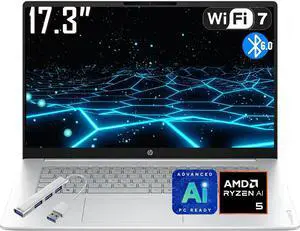 HP OmniBook 3 17.3" FHD Business Laptop, AMD Ryzen 5 4000 Series, AMD Radeon 610M Graphics, 8GB RAM, 1TB SSD, FHD Camera, Copilot, Wi-Fi 7, Bluetooth 6.0, Win11 Home HP OmniBook 3 17.3" FHD Business Laptop, AMD Ryzen 5 4000 Series, AMD Radeon 610M Graphics, 8GB RAM, 1TB SSD, FHD Camera, Copilot, Wi-Fi 7, Bluetooth 6.0, Win11 Home