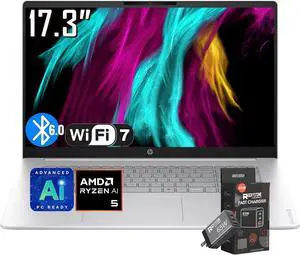 HP OmniBook 3 17.3 inch Laptop Copilot+ AI PC, AMD Ryzen 5 4000 Series, FHD Display, 8GB RAM, 512GB SSD, AMD Radeon 610M Graphics, 1080P Webcam, WiFi 7, Bluetooth 6.0, Win11 Home HP OmniBook 3 17.3 inch Laptop Copilot+ AI PC, AMD Ryzen 5 4000 Series, FHD Display, 8GB RAM, 512GB SSD, AMD Radeon 610M Graphics, 1080P Webcam, WiFi 7, Bluetooth 6.0, Win11 Home
