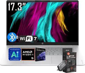 HP OmniBook 3 17.3 inch Laptop Copilot+ AI PC, AMD Ryzen 5 4000 Series, FHD Display, 8GB RAM, 1TB SSD, AMD Radeon 610M Graphics, 1080P Webcam, WiFi 7, Bluetooth 6.0, Win11 PRO HP OmniBook 3 17.3 inch Laptop Copilot+ AI PC, AMD Ryzen 5 4000 Series, FHD Display, 8GB RAM, 1TB SSD, AMD Radeon 610M Graphics, 1080P Webcam, WiFi 7, Bluetooth 6.0, Win11 PRO