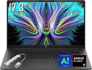 HP OmniBook 3 17.3 inch Laptop PC, FHD Display, AMD Ryzen 3 30, 8GB RAM, 512GB SSD, AMD Radeon 610M Graphics, Copilot, FHD Webcam, WiFi 6, Bluetooth 5.4, Win11 Home HP OmniBook 3 17.3 inch Laptop PC, FHD Display, AMD Ryzen 3 30, 8GB RAM, 512GB SSD, AMD Radeon 610M Graphics, Copilot, FHD Webcam, WiFi 6, Bluetooth 5.4, Win11 Home