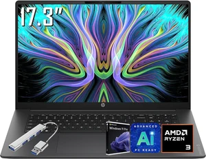 HP OmniBook 3 17.3 inch Laptop PC, FHD Display, AMD Ryzen 3 30, 8GB RAM, 512GB SSD, AMD Radeon 610M Graphics, Copilot, FHD Webcam, WiFi 6, Bluetooth 5.4, Win11 PRO HP OmniBook 3 17.3 inch Laptop PC, FHD Display, AMD Ryzen 3 30, 8GB RAM, 512GB SSD, AMD Radeon 610M Graphics, Copilot, FHD Webcam, WiFi 6, Bluetooth 5.4, Win11 PRO