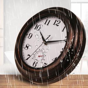12 Inch Indoor Outdoor Clock Thermometer Combo Waterproof Wall Clocks for Patio Garden Bathroom Bedroom,Weather Resistant,Non-Ticking,Battery Operated