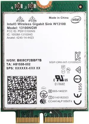 Adaptador de cartão wi-fi sem fio para gigabit w13100ngw (802.11ad) com ngff m.2 bluetooth 4.0 para computador portátil