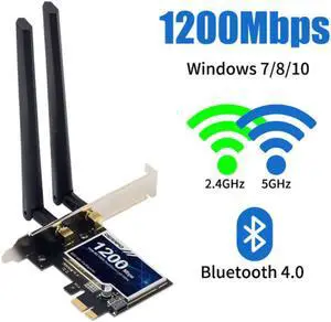 Placa de antena sem fio ac1200 wireless dual band 1200mbps, adaptador wi-fi pci-e 802.11ac wi-fi pci express com bluetooth 4.0 para pc desktop