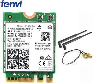 Sem fio para intel ac 9260 9260ngw 802.11ac ngff wi-fi bluetooth 5.0 card + 6dbi ipex mhf4 u. fl para segundo conjunto de antena externa