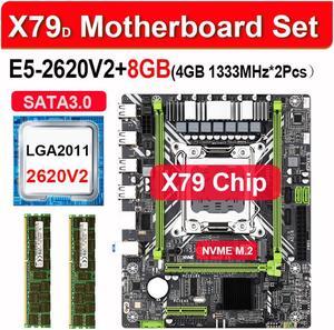 X79 X79D motherboard LGA2011combos E5-2620 V2 E5 2620 V2 CPU 2pcs x 4GB = 8GB DDR3 RAM 1333Mhz PC3 8500 heat sink