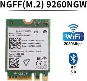 9260 AC 9260NGW Network WiFi Card M.2 2030Mbps 2.4G/5Ghz 802.11Ac Bluetooth 5.0 for Laptop Desktop Windows 10