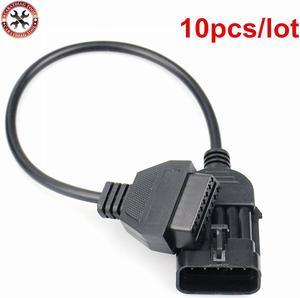 10pcs/Lot est O-pel 10Pin Extension Cable to OBD2 16Pin Female Diagnostic Connector for Opel 10 Pin Works OP COM