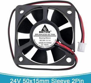 2pcs Gdstime Cooler Fan DC 24V 2Pin 5cm 50mm x 15mm 5015 Computer Brushless Industrial Exhaust Cooling Fan
