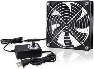 120mm x 25mm 110V 220V AC Powered Fan with Speed Controller 3V to 12V, for Receiver DVR Playstation Xbox Component Cooling