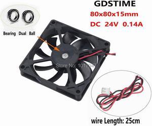 5Pcs lot Gdstime 2pin 24V 3200RPM DC 80mm 80x15mm 8CM Ball PC Computer Case Cooler Cooling Fan