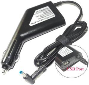 19.5V 4.62A 4.5mm*3.0mm Laptop Adapter Car Charger For Dell Inspiron 15 3000 5000 7000 p51f p55f Laptops USB Mobile Phone Charge