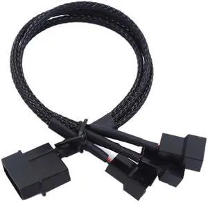 27cm Molex To 3 Way 3Pin/4Pin Fan Adapter for Computer Case Fan / CPU Fan / Mining Cooling Fans black