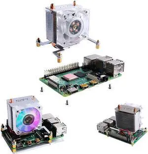 RGB LED ICE-Tower CPU Cooling Fan Cooler For Pi Super Cooling Fan Module, Support 4B, 3B And 3B + Versions