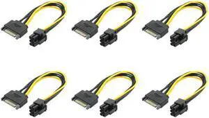 6PCS SATA 15Pin to 6Pin PCI Express Card Power Cable SATA Adapter Cable 15Pin Graphics Power Cord
