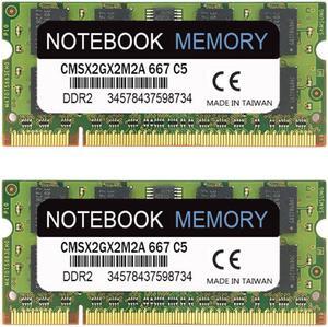 MEMORY 4GB Kit (2X 2GB Modules) PC2-5300 667MHz DDR2 2GB 240PIN Memory ,Unbuffered Notebook Laptop Memory Modules