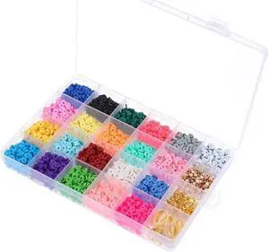 4000PCS Flat Polymer Clay Beads Jewelry Making Kit Beads DIY for Bracelet Round Handmade Polymer Clay Beads