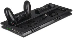 Vertical Stand with Cooling Fan for PS4 Slim/Pro/Regular Playstation 4 ,Gamepad Charger Station LED Indicators with 3 Port USB H
