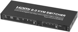 HDMI KVM Switcher HDMI 4 Port 4K@60Hz USB KVM Switcher Box Wireless Keyboard and Mouse EU Plug
