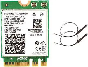 Dual Band 2.4Gbps  Wi-Fi 6 AX200NGW 802.11Ax/Ac MU-MIMO 2X2 Wifi AX200 NGFF M.2 Bluetooth 5.0 Network Wlan Card+Antenna