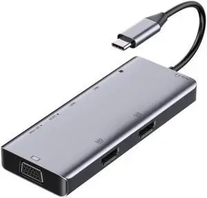 USB C Docking Station 9 In 1 Dual 4K HDMI-Compatible VGA 87W PD USB 3.0 And TF/SD Hub Multi-Port Adapter For Laptop PC USB C Docking Station 9 In 1 Dual 4K HDMI-Compatible VGA 87W PD USB 3.0 And TF/SD Hub Multi-Port Adapter For Laptop PC