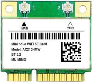 AX210 5374M WIFI 6E 5G Dual-Band Gigabit Built-in Wireless Network Card Mini PCI-E Bluetooth 5.2 WiFi Network Card