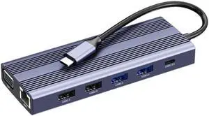 USB C Hub, 12-in-1 Adapter with Ethernet, 4K USB C to HDMI-Compatible,VGA,2 USB 3.0 2 USB 2.0,TF Card Reader,Microphone USB C Hub, 12-in-1 Adapter with Ethernet, 4K USB C to HDMI-Compatible,VGA,2 USB 3.0 2 USB 2.0,TF Card Reader,Microphone