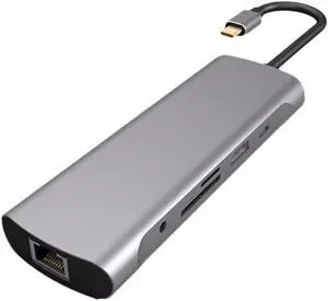 9 In 1 USB C Hub Docking Station 4K@30Hz HDMI-Compatible PD 100W USB 3.0 RJ45 Gigabit Multiport Adapter For Laptop PC