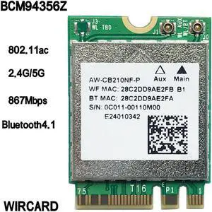 Dual band adapter BCM94356Z AW-CB210NF-P NGFF M.2 WiFi wireless card 867Mbps + BT 4.1 802.11ac BCM94356Z AC card