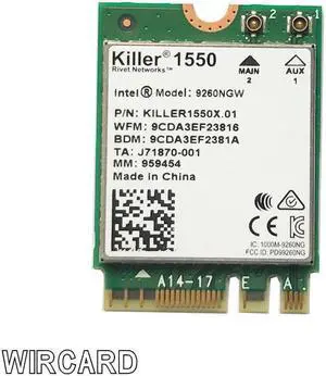 For Killer 1550 intel 9260 9260NGW NGFF 1730Mbps WiFi + BT 5.0 802.11ac Card