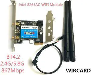 Wireless-AC 8265 867Mbps 802.11AC Dual Band Desktop PCI-E WiFi Adapter PCI Express Card for Intel 8265AC + BT4.2