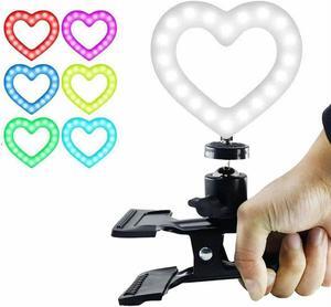 6 Inch RGB Heart-shaped LED Ring Light Dimmable Fill Light for  Computer Laptop