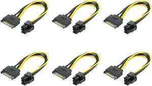 6PCS SATA 15Pin to 6Pin PCI Express Card Power Cable SATA Adapter Cable 15Pin Graphics Power Cord