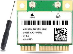 WiFi 6E AX210HMW Mini PCI-E Wifi Card 802.11Ax/Ac 2.4G/5G/6G BT5.2 Wireless Adapter Support Mu-Mimo for Gaming Laptop