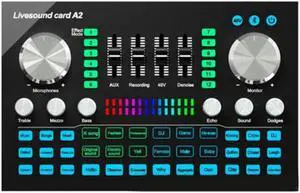 A2 Live Sound Card Portable Bluetooth Sound Card Profession Adjustable Volume Audio for Music Recording Karaoke Singing A2 Live Sound Card Portable Bluetooth Sound Card Profession Adjustable Volume Audio for Music Recording Karaoke Singing