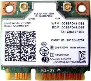Wireless Card For Intel Wireless-N 7260 7260HMW BN Hlaf Mini Pci-E Wifi For Bluetooth 4.0 WLAN Network 802.11 B/g/n
